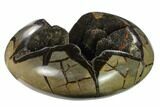 Polished Septarian Geode Heart - Black Crystals #134440-2